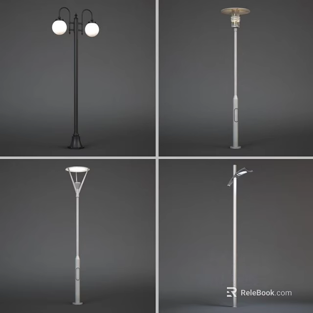 Outdoor Lights With Different Modern Styles For Garden And Street Illumination 3d model 