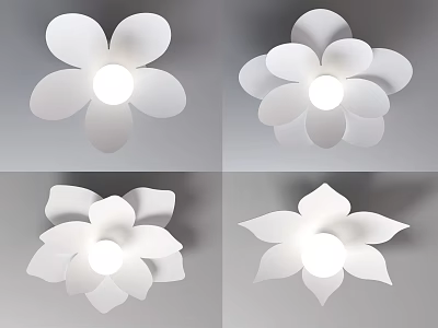 Modern White Flower Shaped Ceiling Lights with Petal Design for Home Interior Decoration 3d model