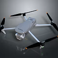 Gray Drone With Four Black Propellers And Front Camera Design