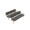 Modern Minimalist Three Seater Sofa With Gray Fabric Upholstery And Metal Frame