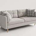 Modern double sofa multiplayer sofa 3d model