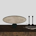 Quiet ancient retro silkworm cocoon oval paper table lamp 3d model