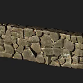 Natural Stone Wall Constructed With Irregular Stones Rustic Texture And Mossy Surface Details 3d model