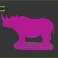 Realistic Rhinoceros 3D Sculpture Model Standing on Gray Platform with Smooth Texture
