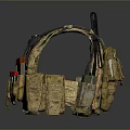 Military Tactical Weapon Vest With American Flag Patch Ammunition Pouches And Camouflage Design