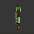 Red And White Lighthouse Model With Ladder Platform And Square Base 3d model