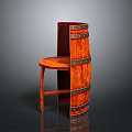 Unique Wooden Bar Stool With Barrel Shaped Backrest And Metal Straps Design