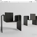 Modern Black Wooden Leisure Chairs With Unique Curved Armrests And Stylish Design