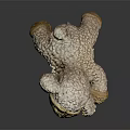 Soft White and Light Brown Plush Lamb Toy on Dark Background with Reflection 3d model