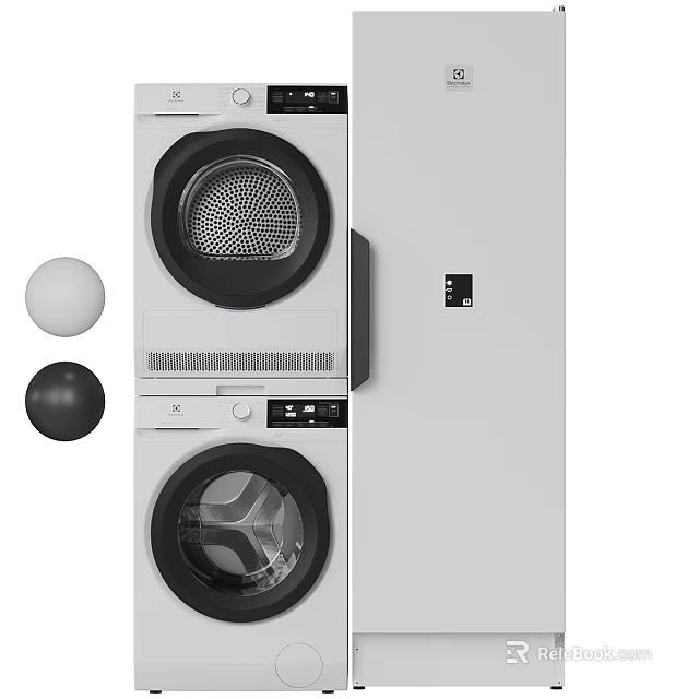 Modern Stackable Washing Machine And Dryer With White Finish And Control Panel 3d model 