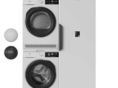 Modern Stackable Washing Machine And Dryer With White Finish And Control Panel 3d model