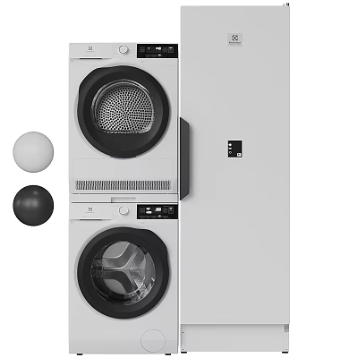 Modern Stackable Washing Machine And Dryer With White Finish And Control Panel 3d model