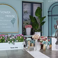 Flower Shop With Fresh Flowers Green Plants And Rabbit Doll Decorative