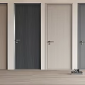Modern Hinged Doors Interior With Various Colors Wood Texture And Door Handles