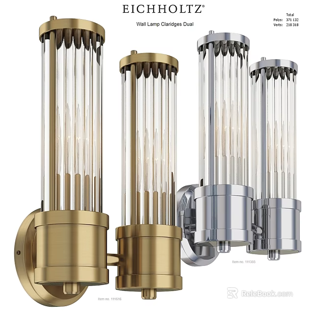 Modern Wall Sconces With Gold And Silver Metal Bases And Transparent Glass Bars 3d model 