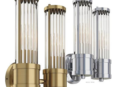 Modern Wall Sconces With Gold And Silver Metal Bases And Transparent Glass Bars 3d model