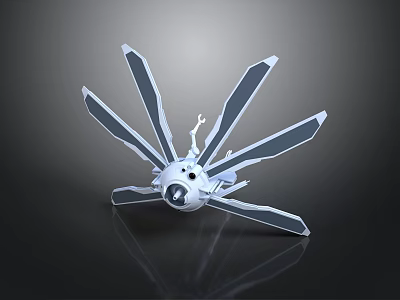 Mechanical Character Featuring Spider Like Creature With Blade Legs And Round Head 3d model