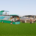 Various Types of Recreational Vehicles Parked on Green Grass Field