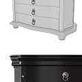 Various Black Bedside Tables With Drawers And Metal Knobs Curved Design 3d model