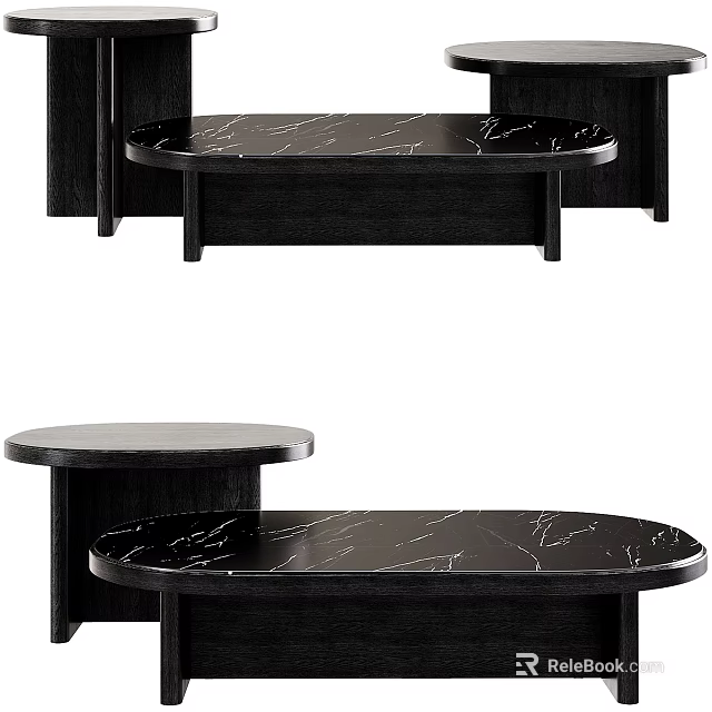 Modern Black Marble Coffee Table With Textured Surface And Sleek Minimal Design 3d model