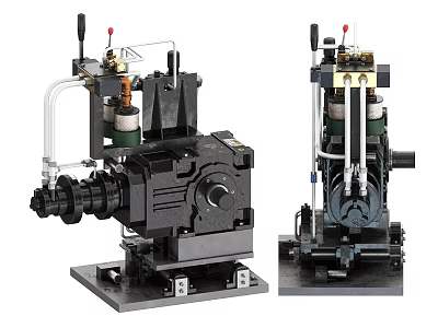 Industrial Equipment Mechanical Structure With Pipes Valves Motor Components And Two Angle Views 3d model