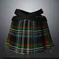 Plaid Kilt Skirt With Black Belt And Vibrant Green Red Blue Yellow Patterns