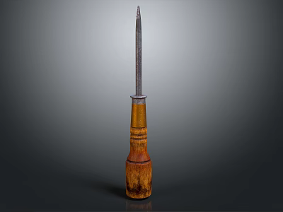 Sturdy Hardware Tool Screwdriver With Ergonomic Wooden Handle And Steel Shaft For Daily Use 3d model