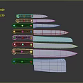 Different Sizes Kitchen Knives With Black Handles And Silver Blades For Cooking