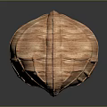 Wooden Carved Mask With Intricate Facial Organs And Hair Texture Design