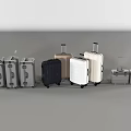 Assorted Colored Wheeled Luggage Collection With Various Sizes And Trolley Designs