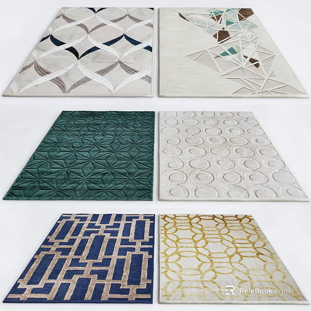 Square Carpets With Geometric Patterns And Various Colorful Designs For Home Decor 3d model