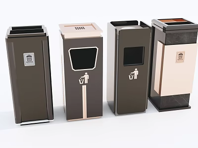 Hotel Public Lounge Area Featuring Stylish Trash Bins For Waste Management 3d model