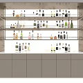 Modern Wine Cabinet With Multiple Shelves Filled With Various Wine Bottles And Marble Backdrop