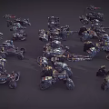 Sci Fi Armored Mechanical Battle Creatures With Intricate Weapon Systems And Tracks 3d model
