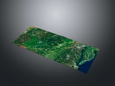 Modern Geographic Terrain 3D Model With Green Land And Blue Water Regions 3d model