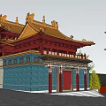 Ancient Chinese Architecture With Yellow Roofs Multi tiered Steps Surrounding Buildings Trees And Distant Mountains
