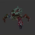 Red And Silver Mechanical Spider Game Movie Character With Multiple Legs Sci Fi Design 3d model
