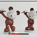 Cartoon Bear Sculptures With White Head Brown Body Holding Tray And White Base Home Decor