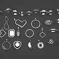 Elegant Stylish Jewelry Collection With Heart Shaped Pendants Round Rings Intricate Designs And Shiny Details