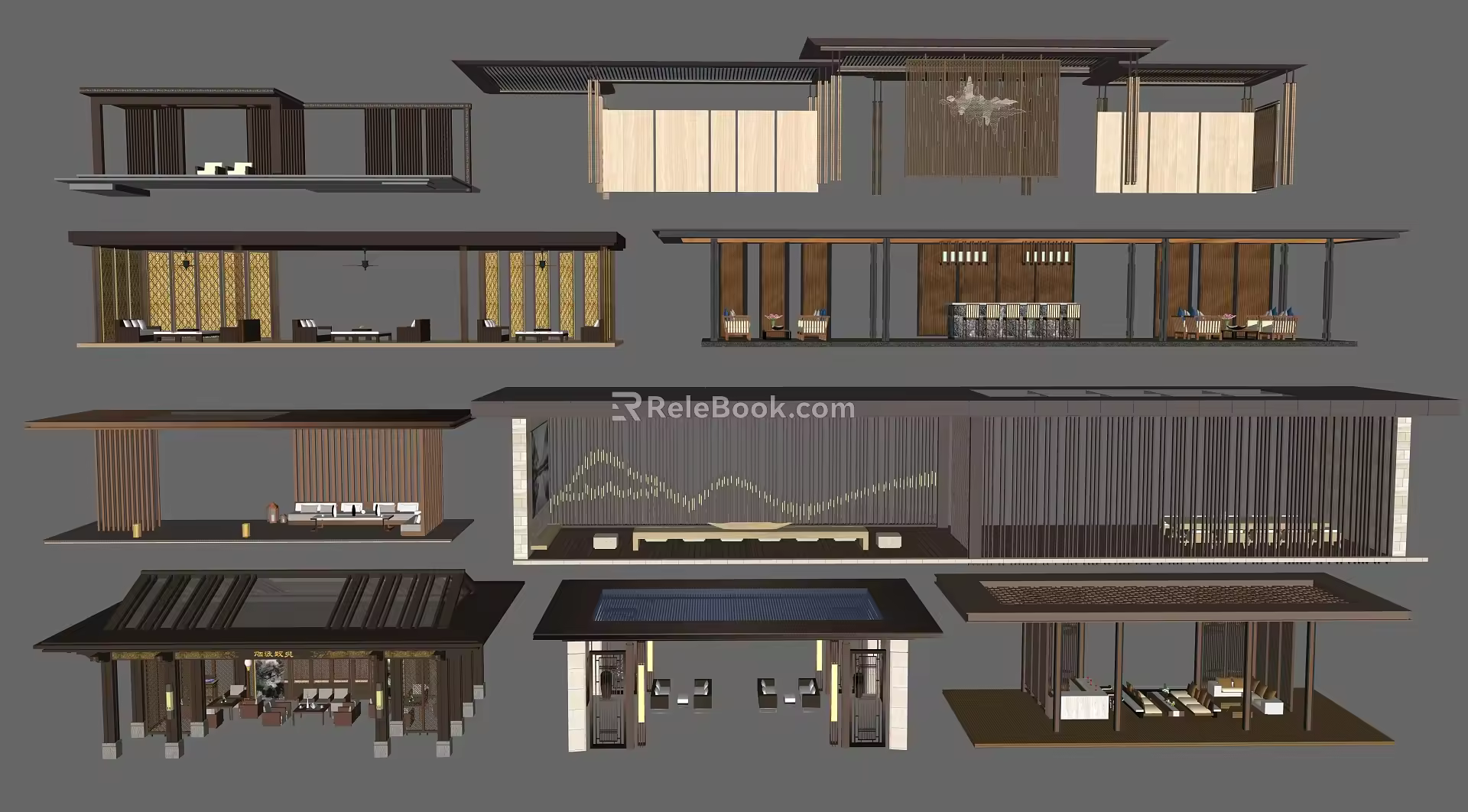 New Chinese Style Pavilion Corridor Pavilion 3d model