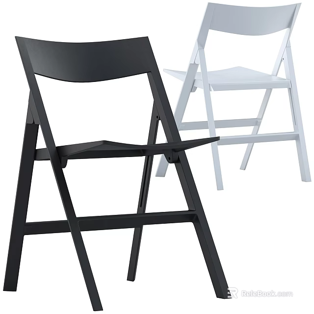 Modern Black And White Folding Single Chair With Sleek Frame Design For Home Use 3d model 