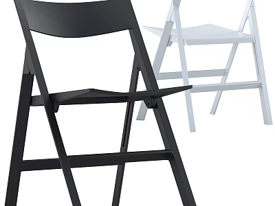 Modern Black And White Folding Single Chair With Sleek Frame Design For Home Use 3d model