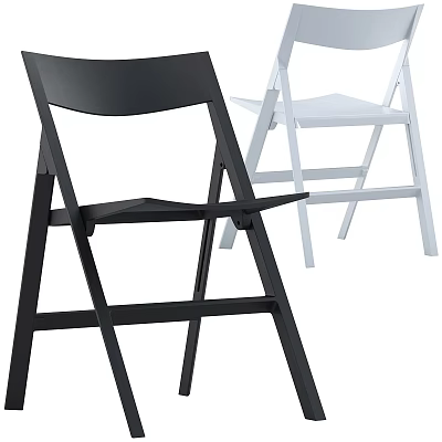 Modern Black And White Folding Single Chair With Sleek Frame Design For Home Use 3d model