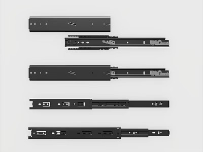 High Quality Black Door Handle Sliding Rails Sturdy Components For Home Furniture 3d model