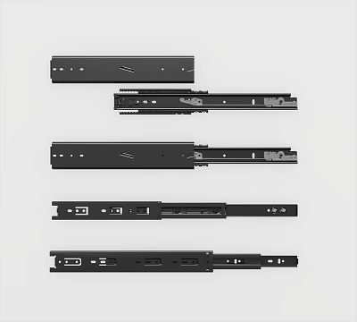 High Quality Black Door Handle Sliding Rails Sturdy Components For Home Furniture 3d model