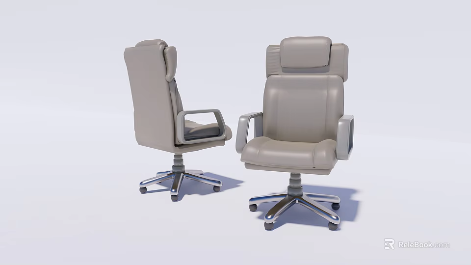 Ergonomic Leather Office Chair With High Back Armrests And Metal Wheel Base 3d model 