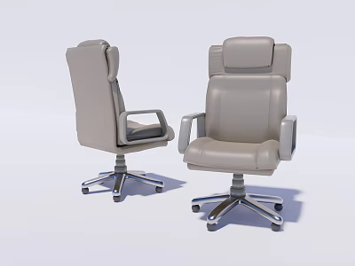 Ergonomic Leather Office Chair With High Back Armrests And Metal Wheel Base 3d model