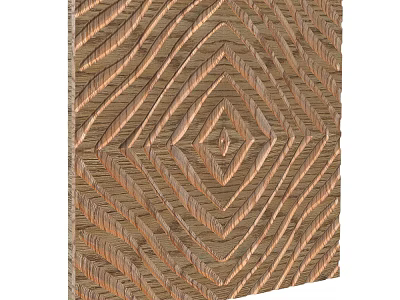 Intricate Geometric Diamond Pattern Wooden Wall Paneling With Textured Brown Surface Design 3d model