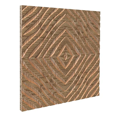 Intricate Geometric Diamond Pattern Wooden Wall Paneling With Textured Brown Surface Design 3d model