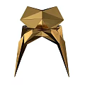 Unique Golden Geometric Polyhedron Single Chair With Sharp Edges And Artistic Design